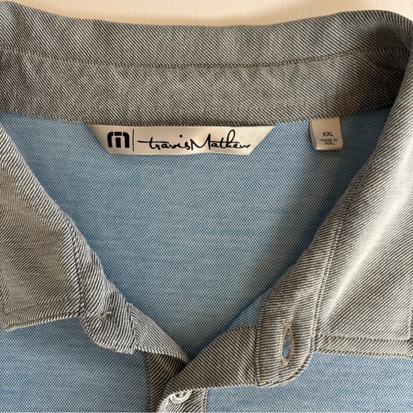 Travis Mathew Men's XXL Preppy Polo Shirt Blue‎ Gray Short Sleeve Golf Casual - Picture 6 of 8